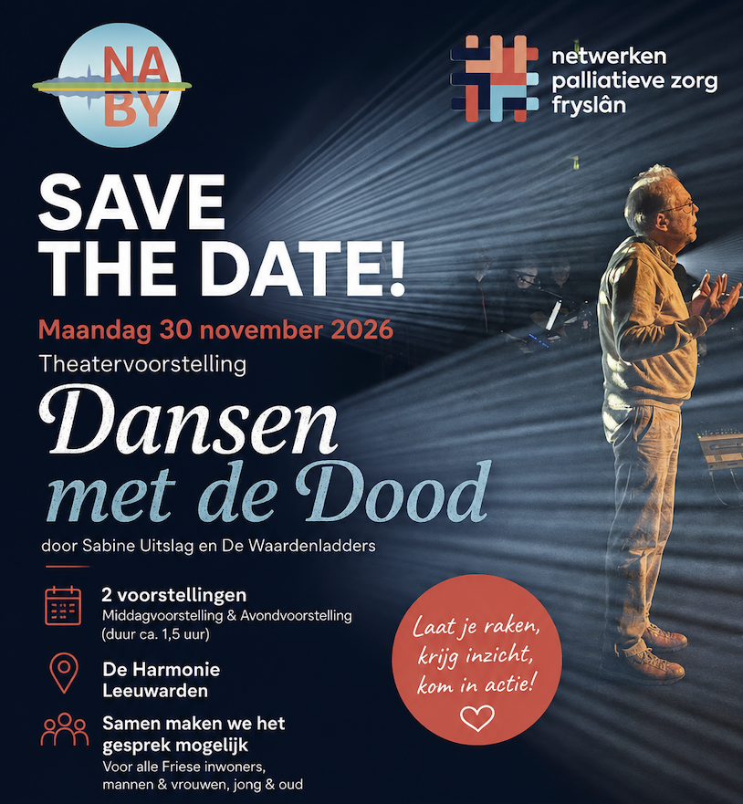 Affiche Save the date: Dansen met de Dood, theatervoorstelling op 30 november 2026 in Leeuwarden