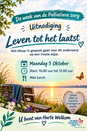 Uitnodiging Leven tot het laatst op maandag 5 oktober van 10.00 tot 12.00 uur met lunch