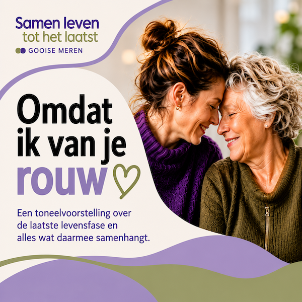 Affiche Omdat ik van je rouw met twee vrouwen voorhoofd aan voorhoofd